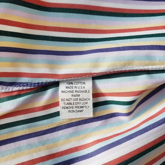 Vintage J. McLaughlin Shirt Mens Medium Striped Button Front Long Sleeve Preppy - Picture 4 of 9